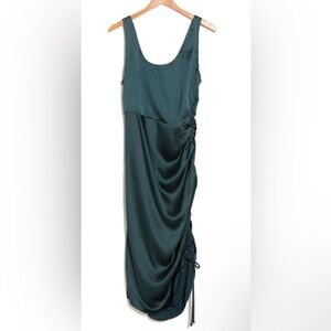 ASOS DESIGN Satin Midi Slipdress In Dark Green - Size 16W US